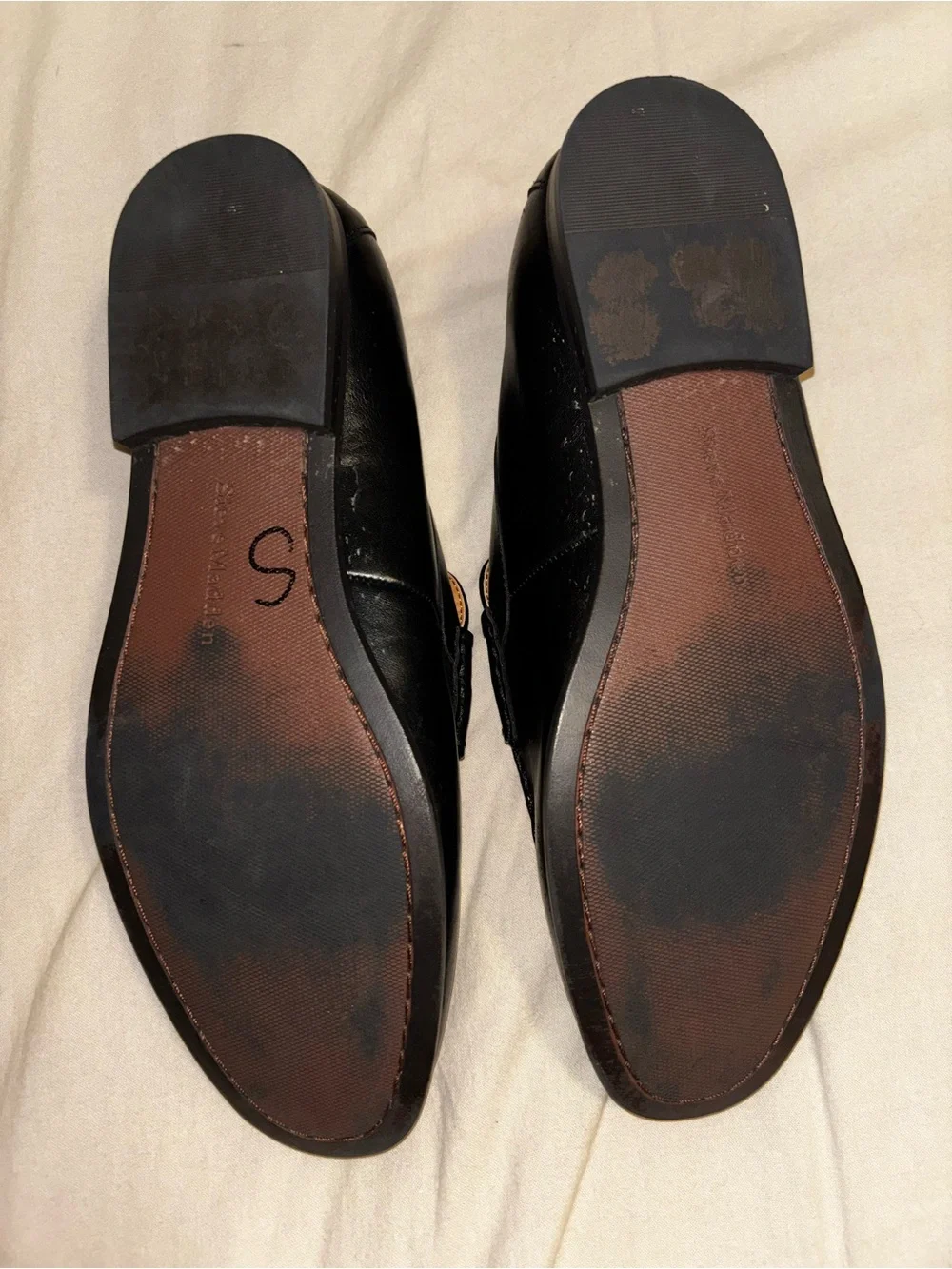 Steve Madden Black Leather Bit-Detail Slip-On Loafers